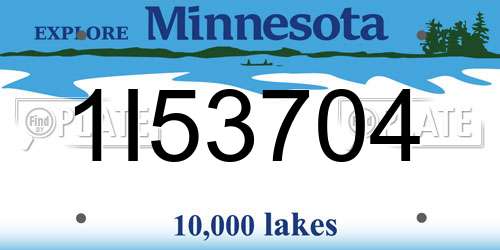 1I53704 Minnesota License Plate