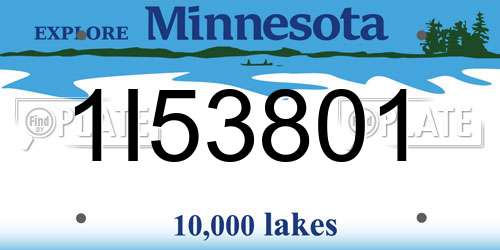 1I53801 Minnesota License Plate