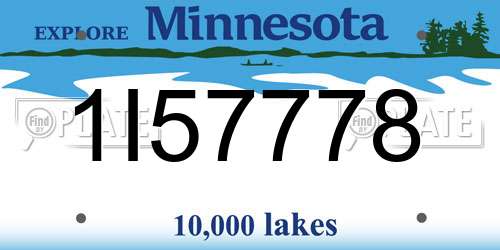 1I57778 Minnesota License Plate