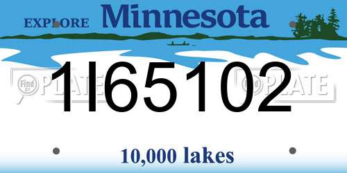 1I65102 Minnesota License Plate