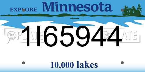 1I65944 Minnesota License Plate