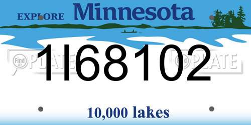 1I68102 Minnesota License Plate