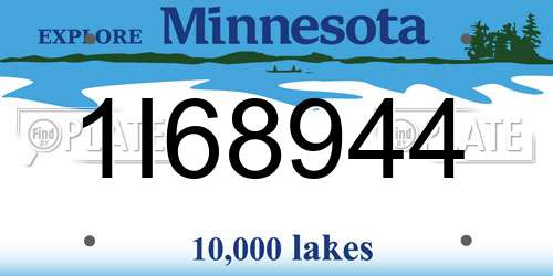 1I68944 Minnesota License Plate