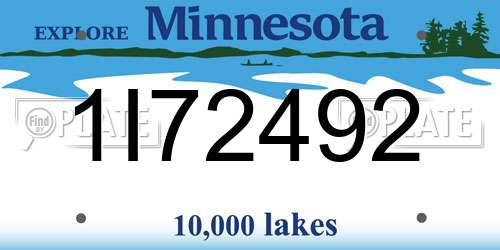 1I72492 Minnesota License Plate