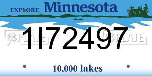 1I72497 Minnesota License Plate