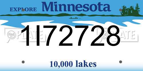 1I72728 Minnesota License Plate