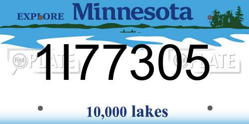 1I77305 Minnesota License Plate