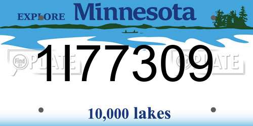 1I77309 Minnesota License Plate
