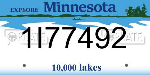 1I77492 Minnesota License Plate