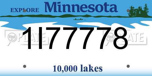 1I77778 Minnesota License Plate