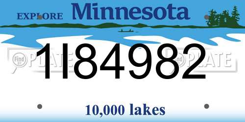 1I84982 Minnesota License Plate