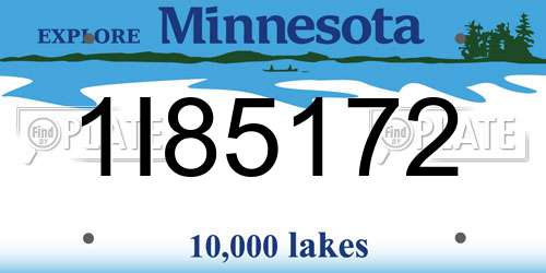 1I85172 Minnesota License Plate