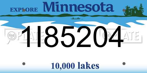1I85204 Minnesota License Plate
