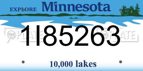 1I85263 Minnesota License Plate