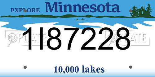 1I87228 Minnesota License Plate
