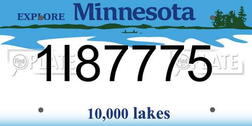 1I87775 Minnesota License Plate