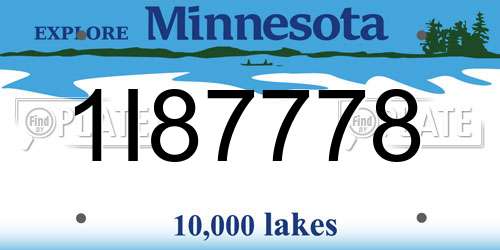 1I87778 Minnesota License Plate