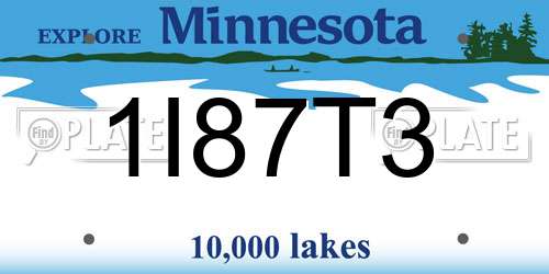 1I87T3 Minnesota License Plate