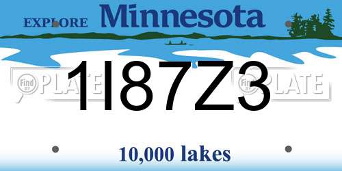 1I87Z3 Minnesota License Plate