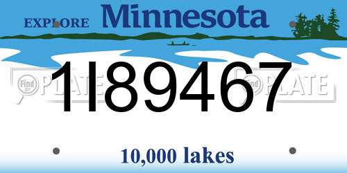 1I89467 Minnesota License Plate