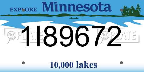 1I89672 Minnesota License Plate
