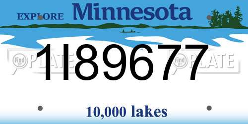 1I89677 Minnesota License Plate