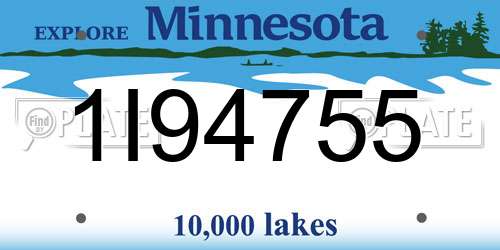 1I94755 Minnesota License Plate
