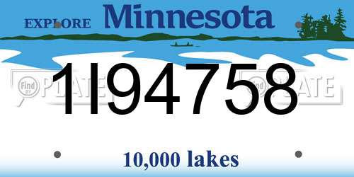 1I94758 Minnesota License Plate