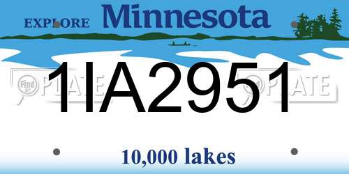 1IA2951 Minnesota License Plate