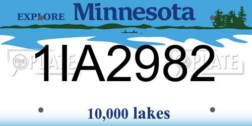 1IA2982 Minnesota License Plate