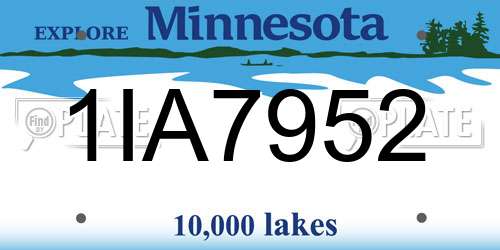 1IA7952 Minnesota License Plate