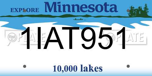 1IAT951 Minnesota License Plate