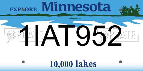 1IAT952 Minnesota License Plate