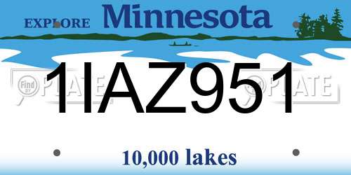 1IAZ951 Minnesota License Plate
