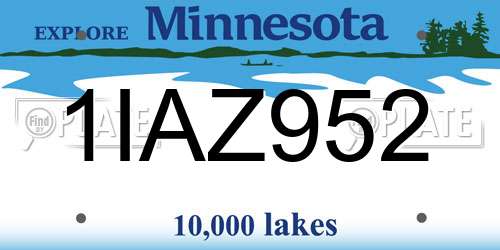1IAZ952 Minnesota License Plate