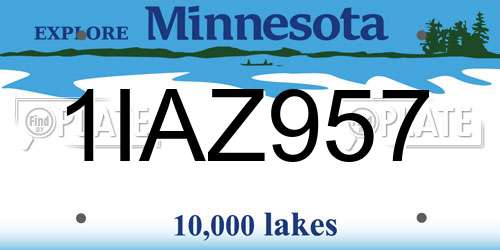 1IAZ957 Minnesota License Plate