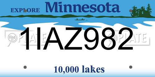 1IAZ982 Minnesota License Plate