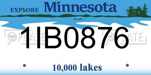 1IB0876 Minnesota License Plate