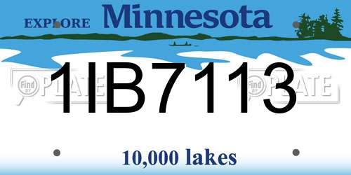 1IB7113 Minnesota License Plate