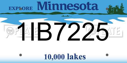1IB7225 Minnesota License Plate