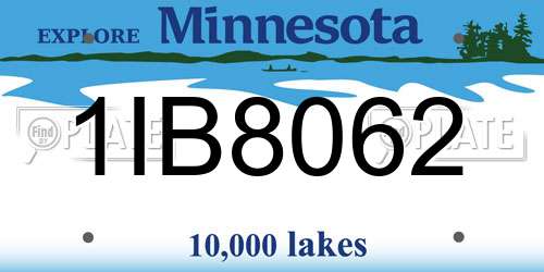 1IB8062 Minnesota License Plate