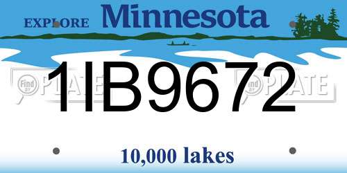 1IB9672 Minnesota License Plate