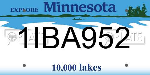 1IBA952 Minnesota License Plate