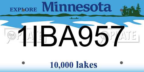 1IBA957 Minnesota License Plate