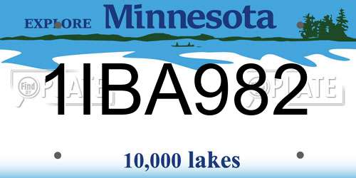 1IBA982 Minnesota License Plate