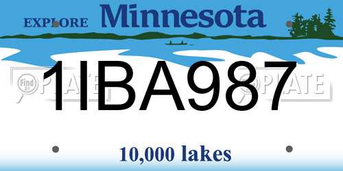 1IBA987 Minnesota License Plate