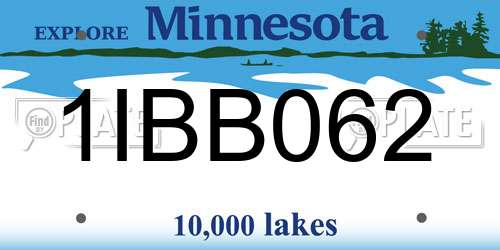 1IBB062 Minnesota License Plate