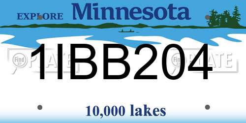 1IBB204 Minnesota License Plate