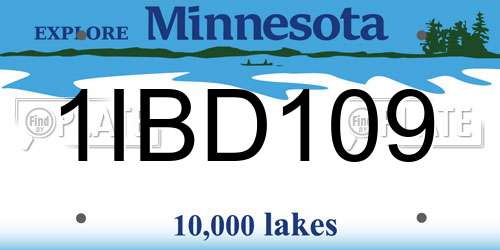 1IBD109 Minnesota License Plate