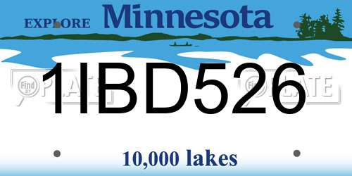 1IBD526 Minnesota License Plate